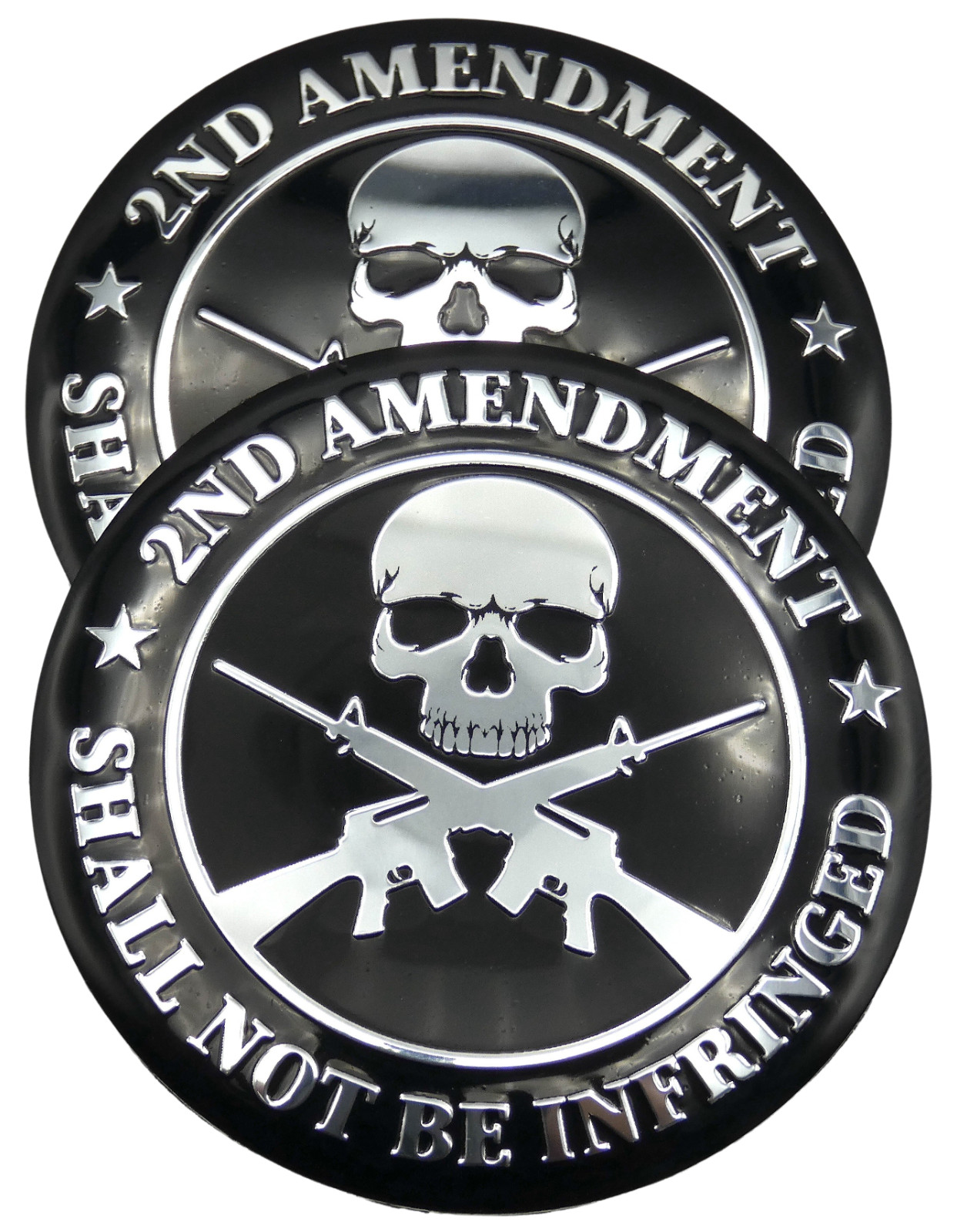 2x ALUMINUM 2nd Amendment Shall Not Be Infringed Car Vehicle Decal Sticker 2.2″