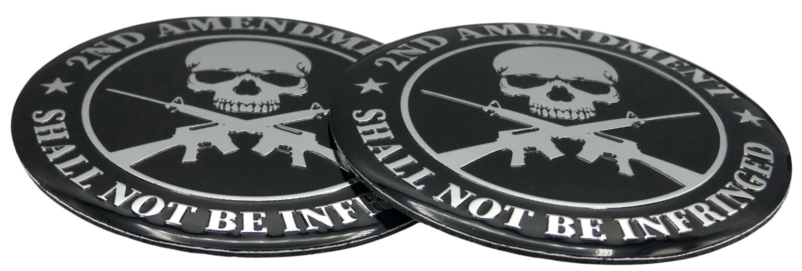 2x Metal 2nd Amendment Decal Sticker Emblem Badge Auto Car Truck Dome 2.20″