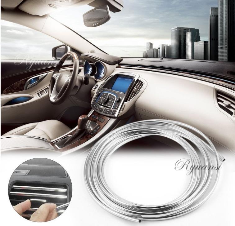 Chrome Car Door Edge Guard Interior Decor Vent Molding Trim Seal Strip Protector