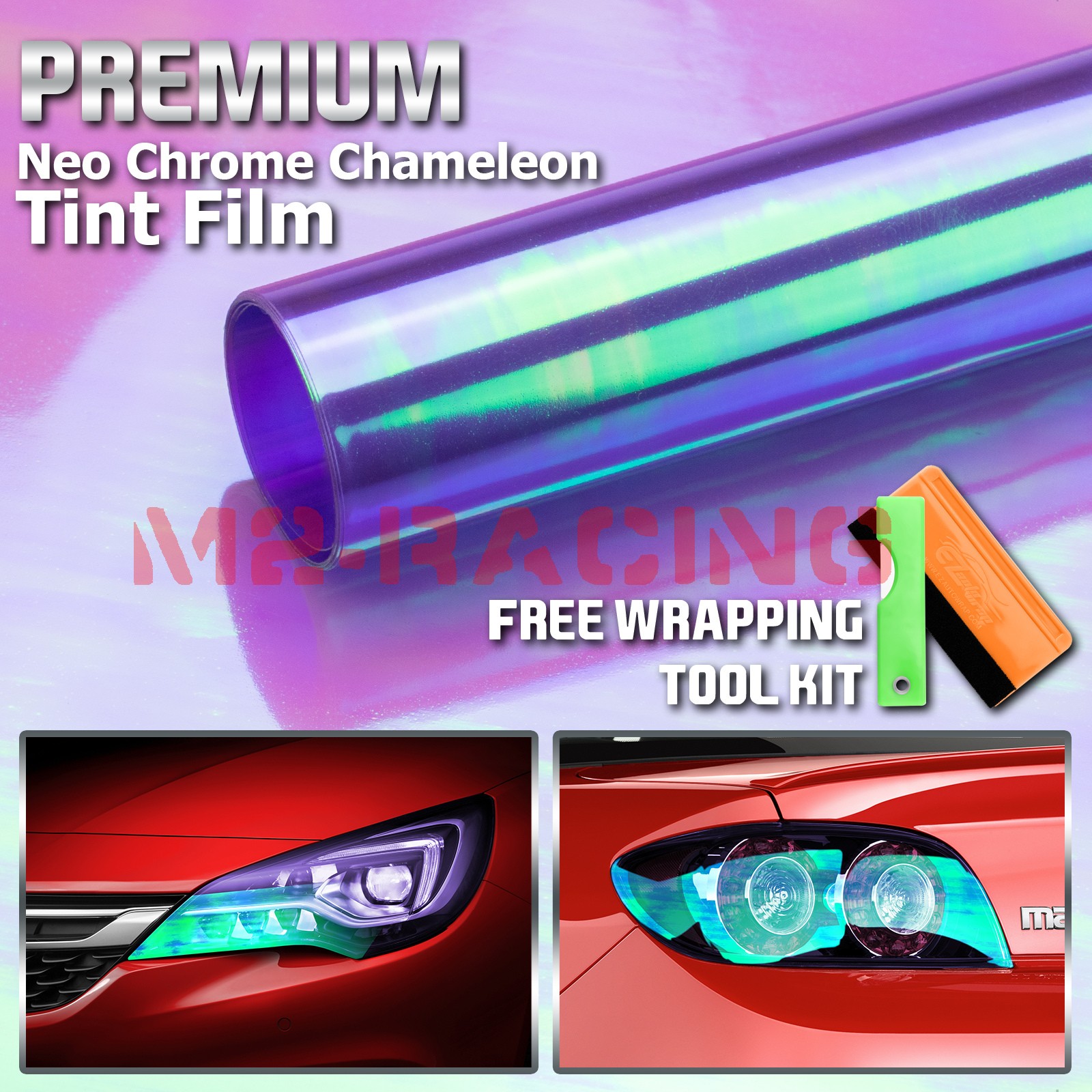 12″&16″ Neo Chrome Tint Purple Chameleon Headlights Taillight Film Vinyl Lights