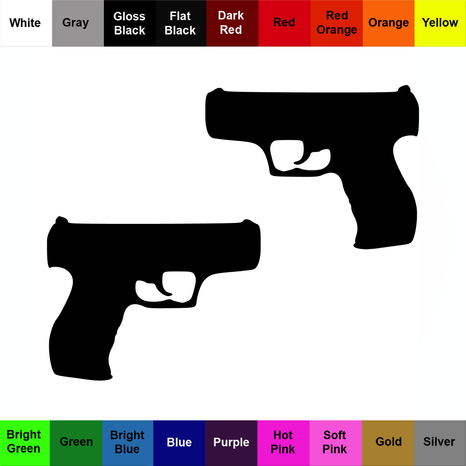 Pistol Decal – 2 Pack of Modern Handgun Stickers
