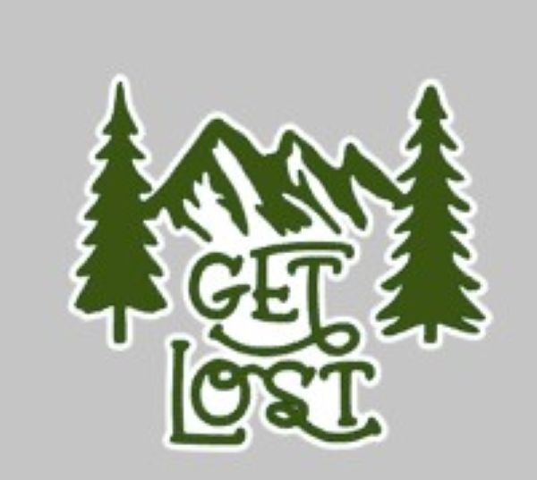 Get Lost vinyl decal, 4.5 x 4 inches, Oracal 651 , white, green, free ship