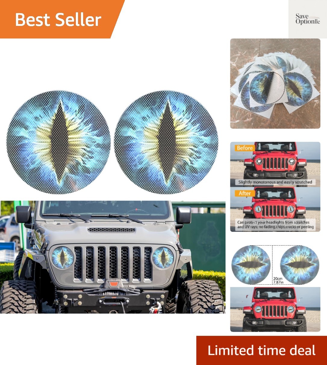 Beast Eyes Headlight Decals, 3D Round Stickers and Decals for Jeep Wrangler, …