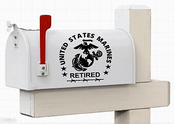 MARINE CORPS MAILBOX – 2 DECALS RETIRED VETERAN USMC Sticker Home Garden Decor