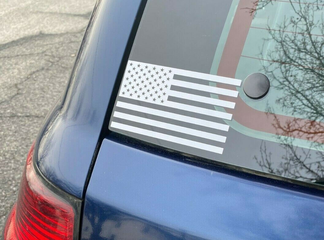 SUBDUED AMERICAN FLAG -WHITE- Vinyl Decal Indoor & Outdoor Sticker. Choose Size!