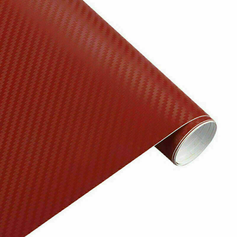 Red 3D Carbon Fiber Matte Vinyl Film Car DIY Wrap Sheet Roll Film Sticker Decal