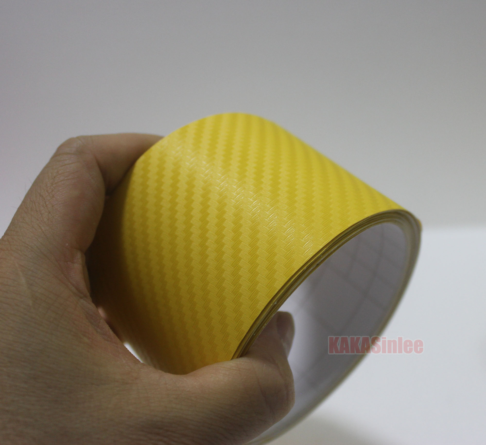 3D Yellow Sheet Car PVC Grain Carbon Fiber Vinyl Tape Wrap Sticker Decors Strips