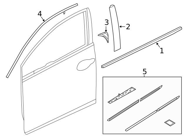 16-18 Honda Civic 4D Right Front Door Sash Garnish (72430-TBA-A01)