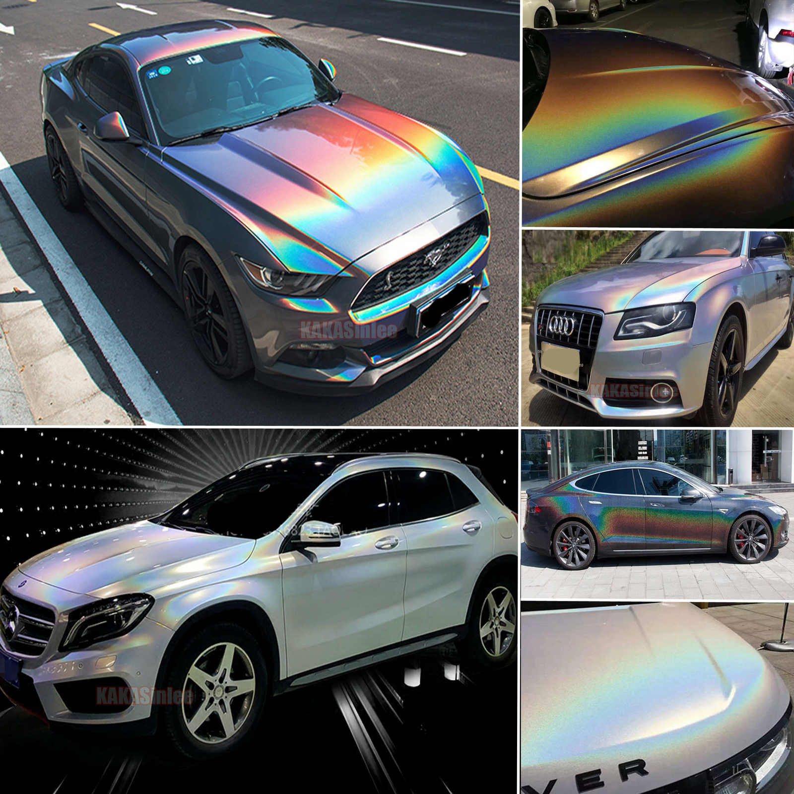 Air Free Car Rainbow Mirror Chrome Chameleon Pearl Gloss Vinyl Wrap Sticker HDUS