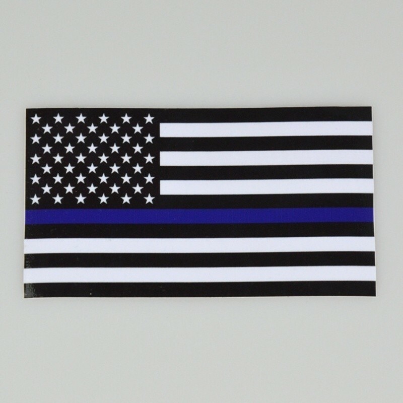 3 x Blue Line American USA Flag Sticker Police Car Vehicle Window Bumper Decal