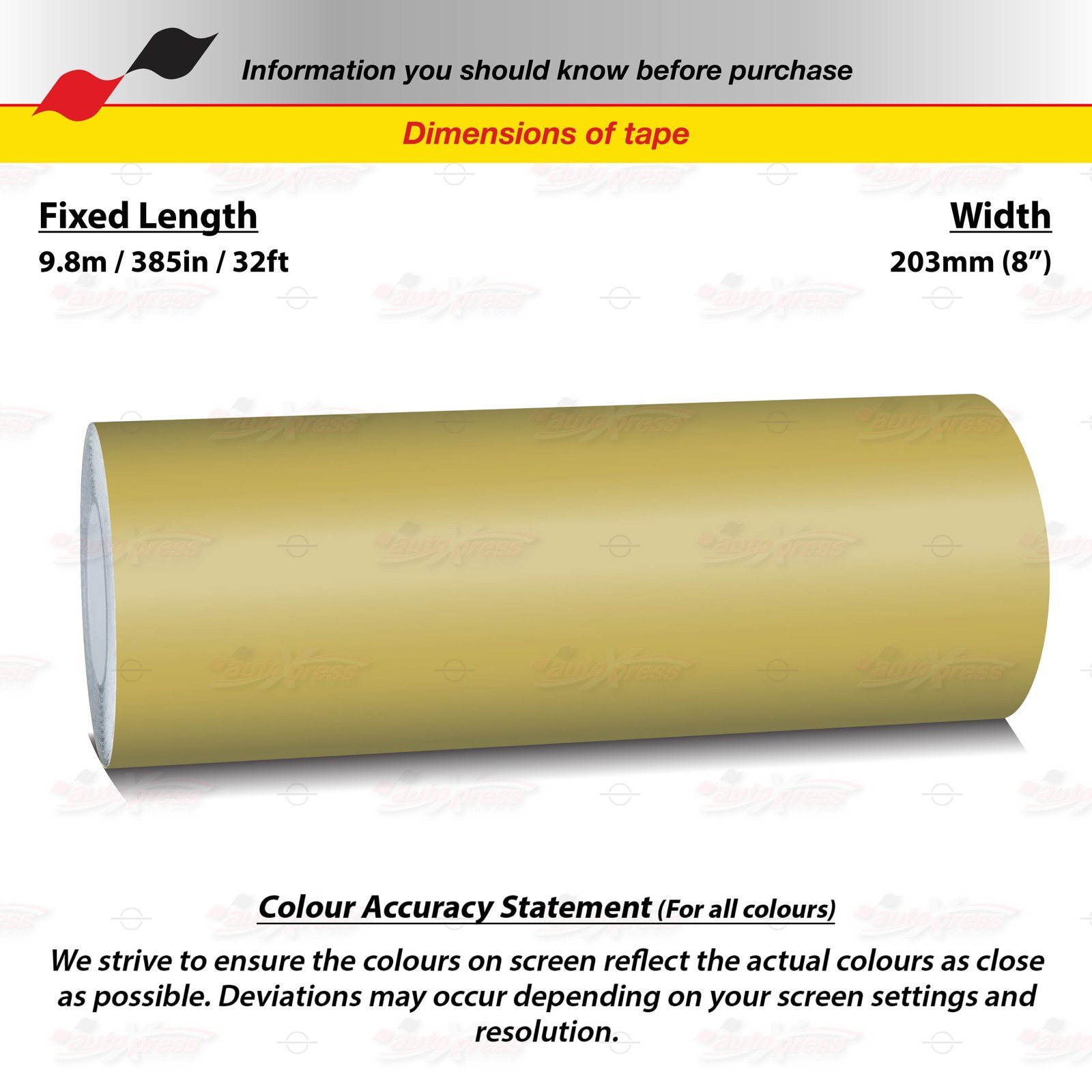 MATTE GOLD 8″ 203mm Roll PIN STRIPE Car Striping Line TAPE Decal Vinyl Sticker