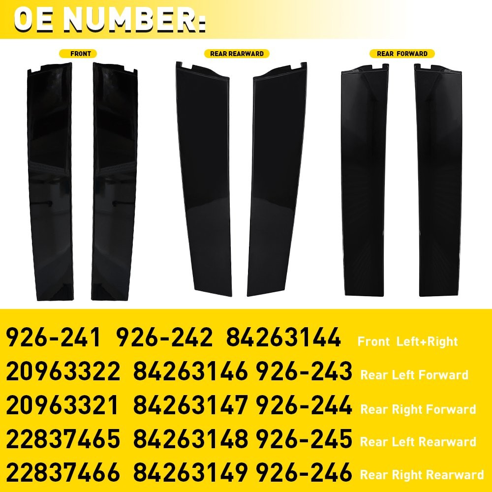 Rear Left Right Door Applique Molding fits Escalade Suburban Yukon Black 1-6X