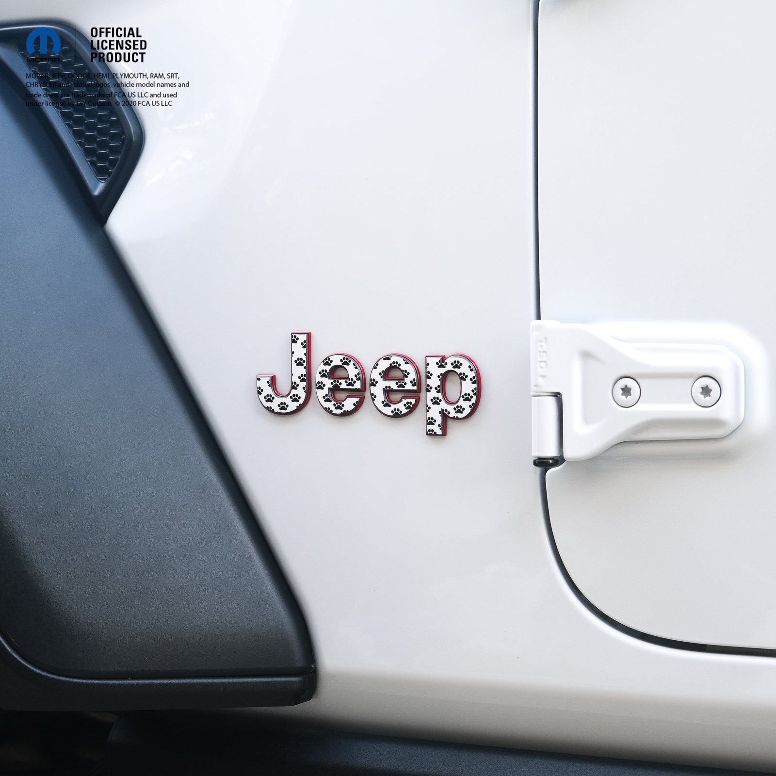 Jeep Emblem Overlay Decals – Dog Paws Black on White