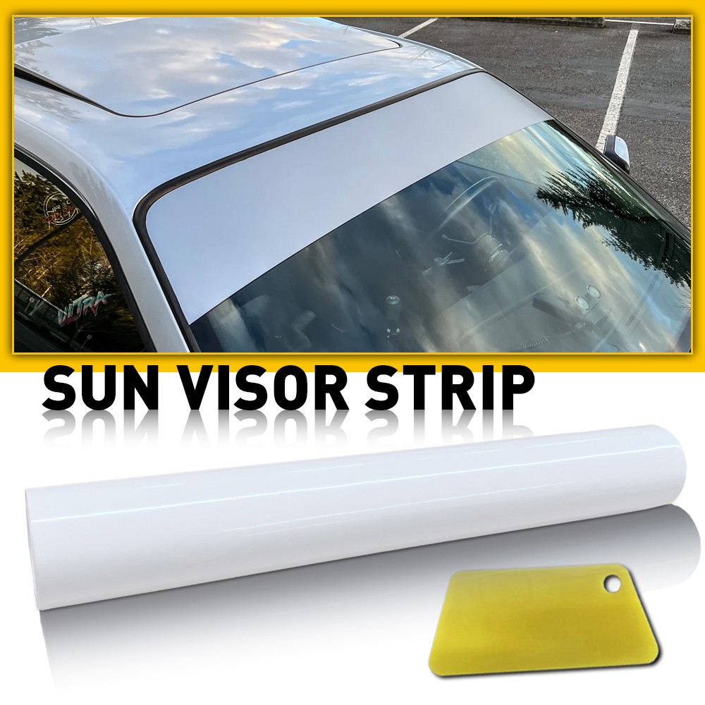 White Window Sun Visor Strip Film Tint Front Windshield UV Decal Shade 10*60″ US