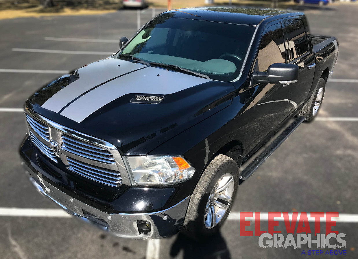 2009-2018 For Dodge Ram 1500 Decals Sport Hood Stripes Graphics Vinyl Stickers