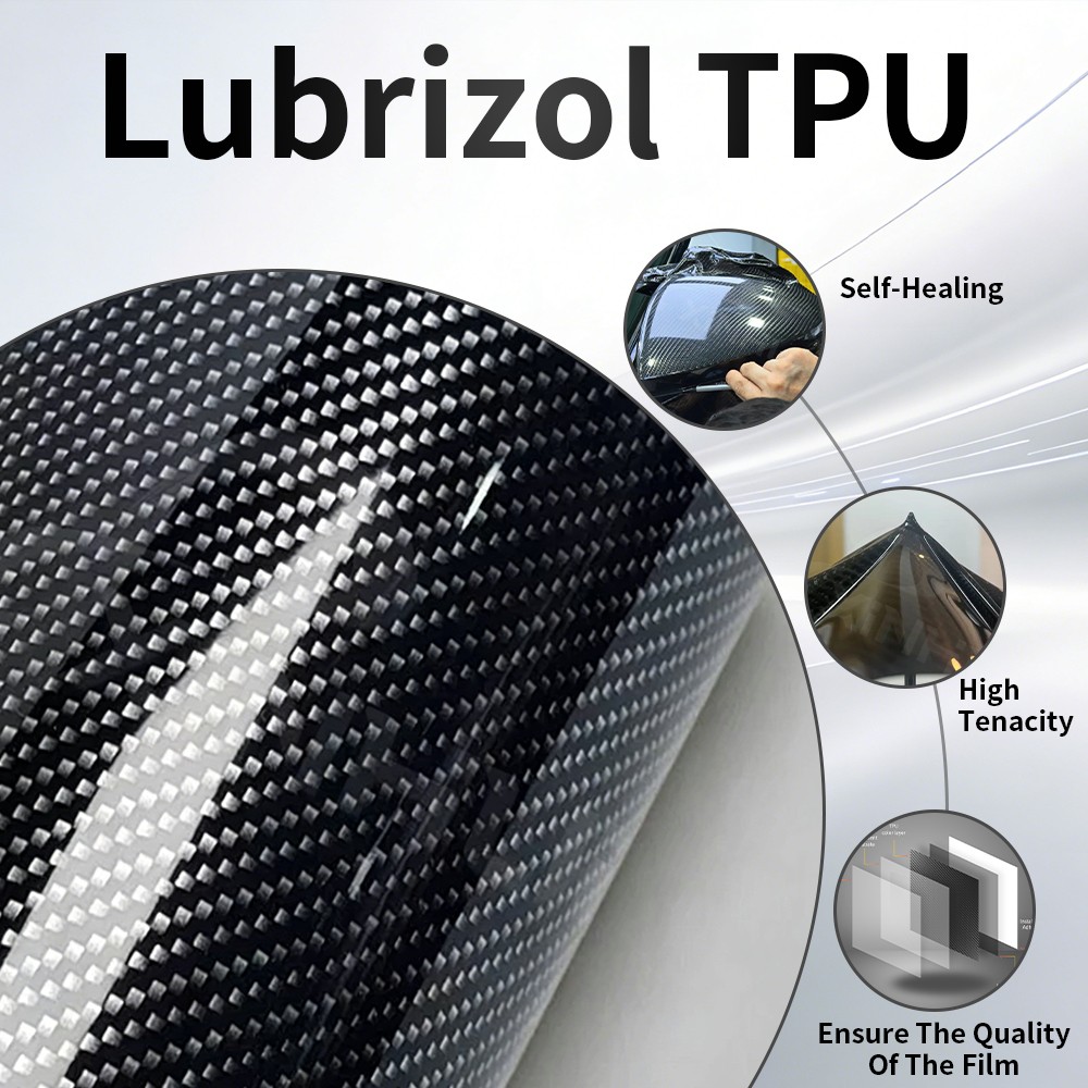 7D Premium Super Gloss Black Carbon Fiber Vinyl Wrap Bubble Free Air Release 6D
