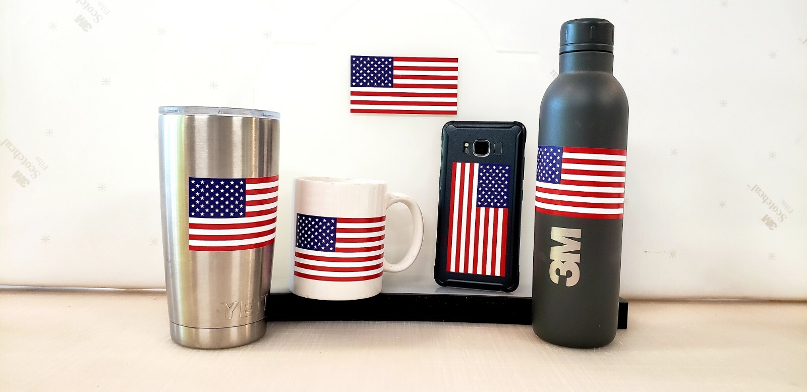 10 Pack Small American Flag Vinyl Decal Bumper Sticker Car Truck Window Yeti USA