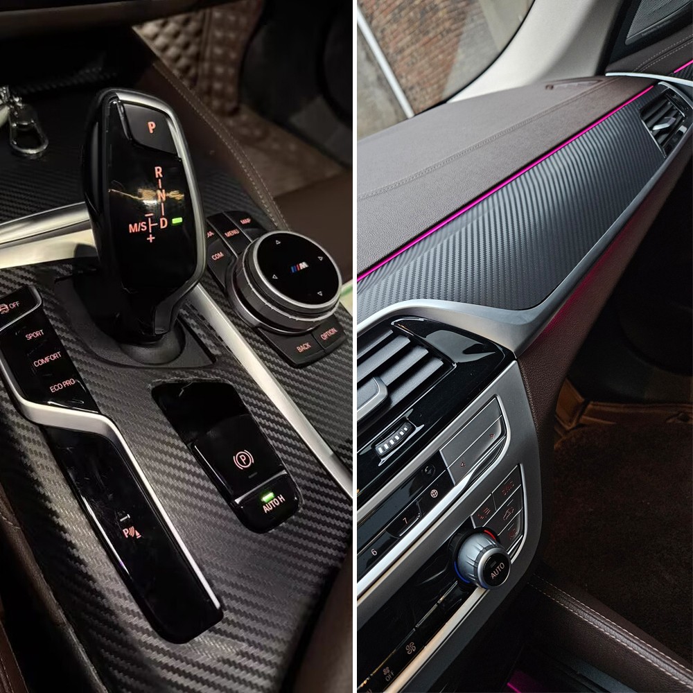 For BMW 5 Series G30 G31 18-23 3D Carbon Fiber Pattern Interior DIY Trim Decals
