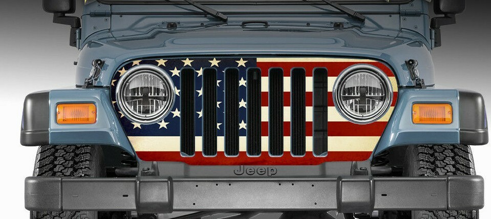 Grill Wrap American Flag Vinyl Graphics for Jeep Wrangler 1997-2006