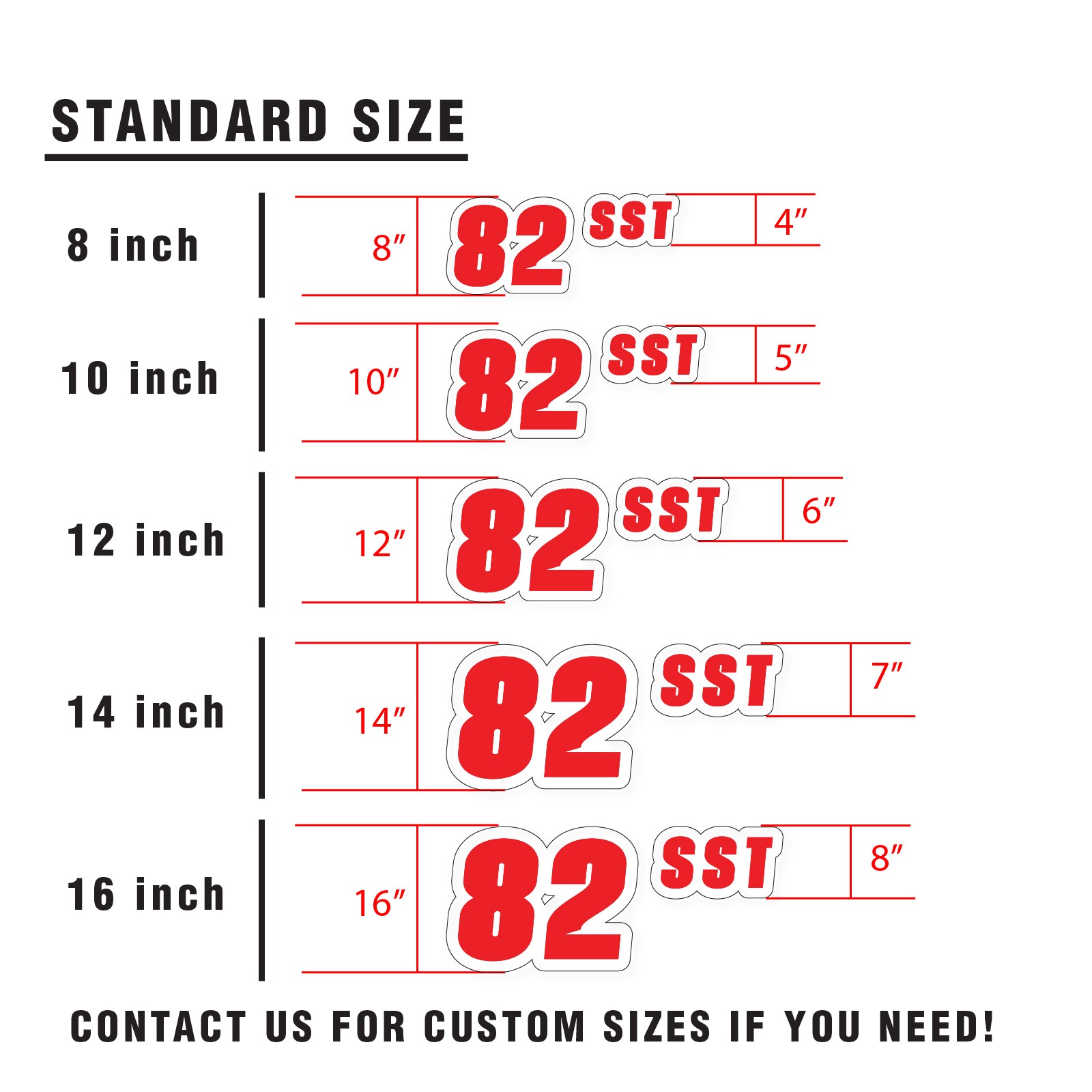 Custom Autocross Number Class Sticker Matte x2 8,10,12-16 inch – White Outline