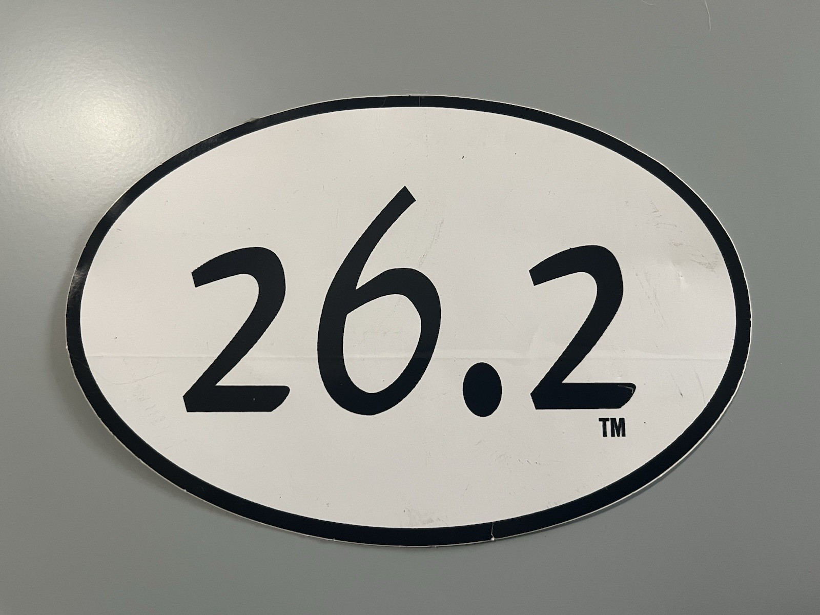 26.2 Marathon Runner Oval Car Bumper Sticker Black on White Decal 4″ x 6″
