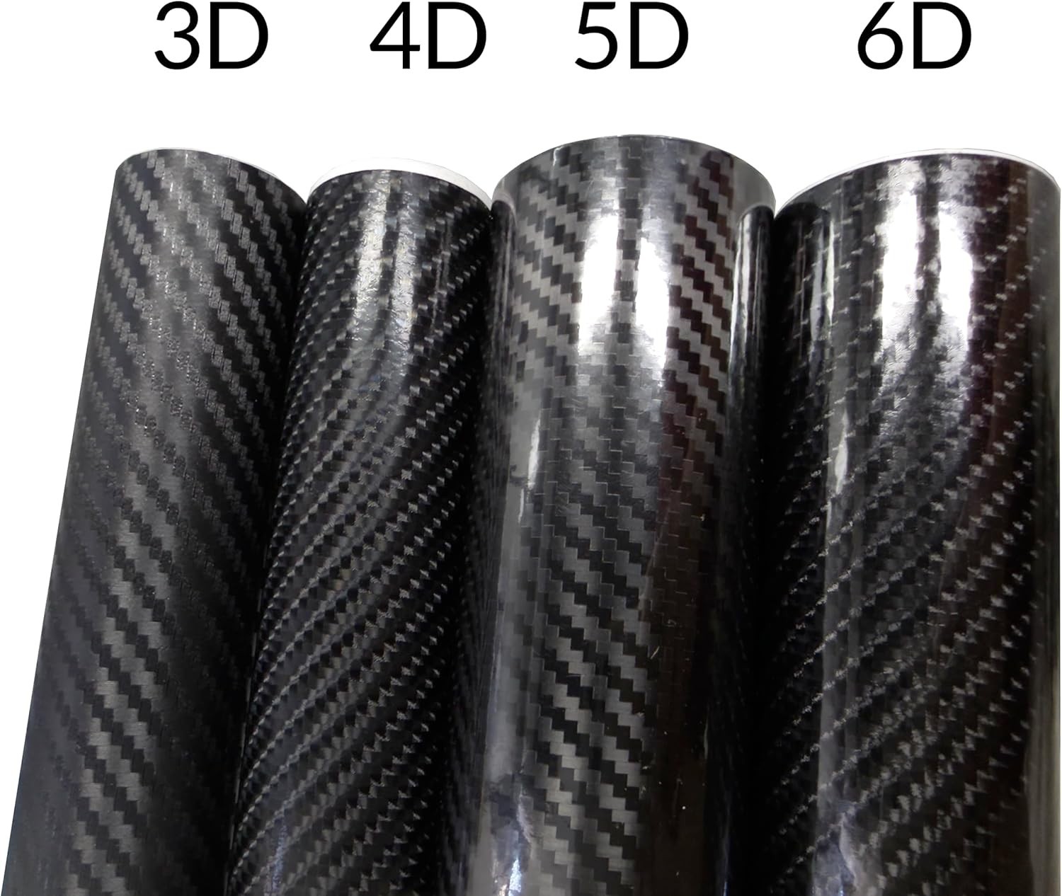 6D Gloss Black Carbon Fiber Vinyl Wrap Roll 1ft x 10ft Auto Interior Exterior