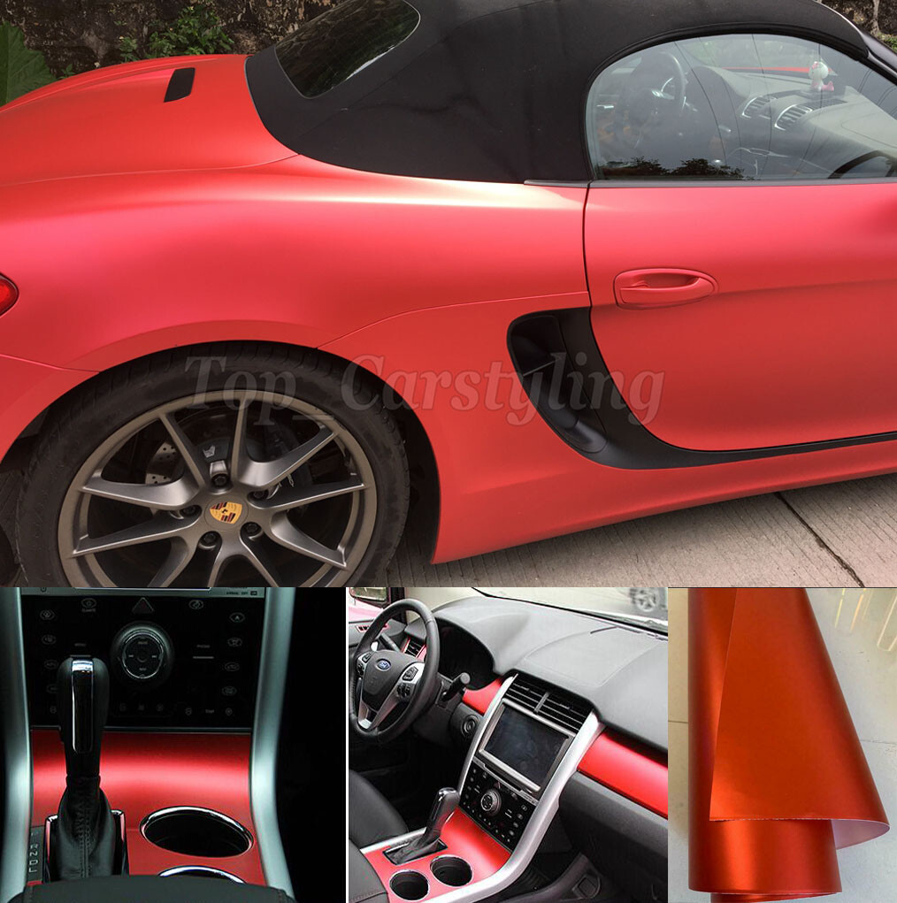 Whole Car Wrap 50FT x 5FT Metallic Satin Matte Chrome Red Vinyl Film Bubble Free
