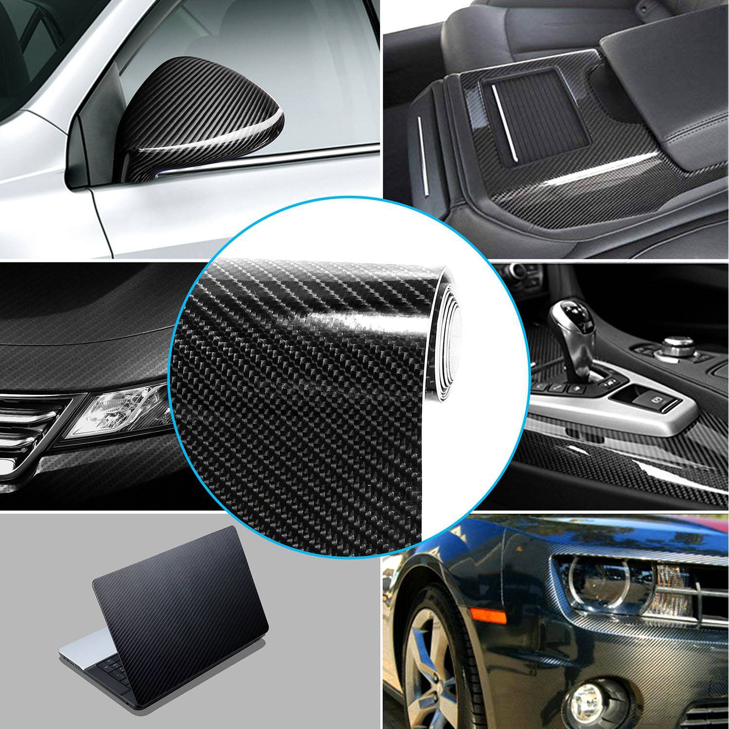 7D Carbon Fiber Car Wrap High Gloss Vinyl Wrap Film Air Release Self Adhesive
