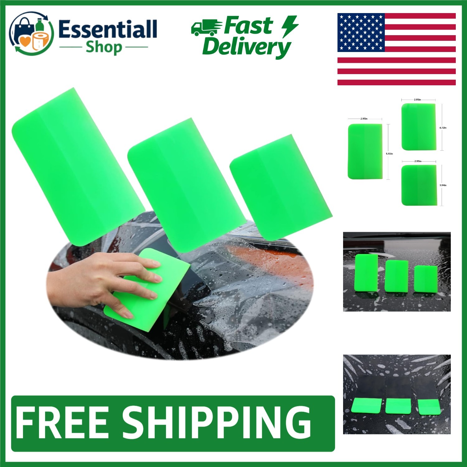 Versatile Green Squeegee – 5.51″ for Vinyl Film Installation & Cleaning