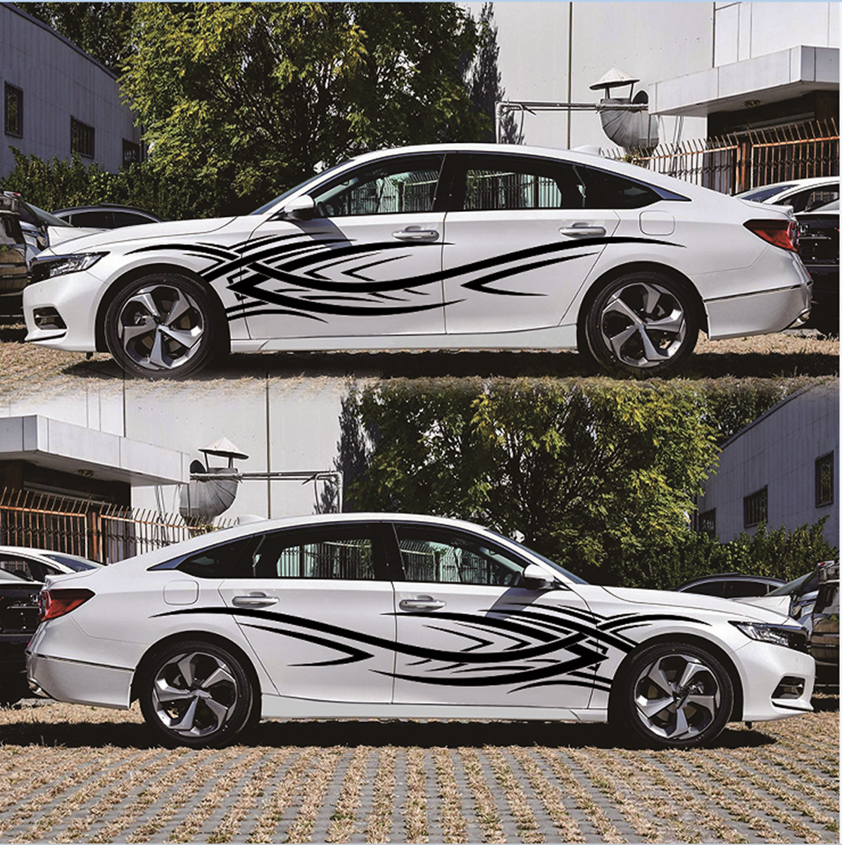 Vinyl Decal Flame Graphics Racing Stripe Stickers For Car Side Body Door Fender