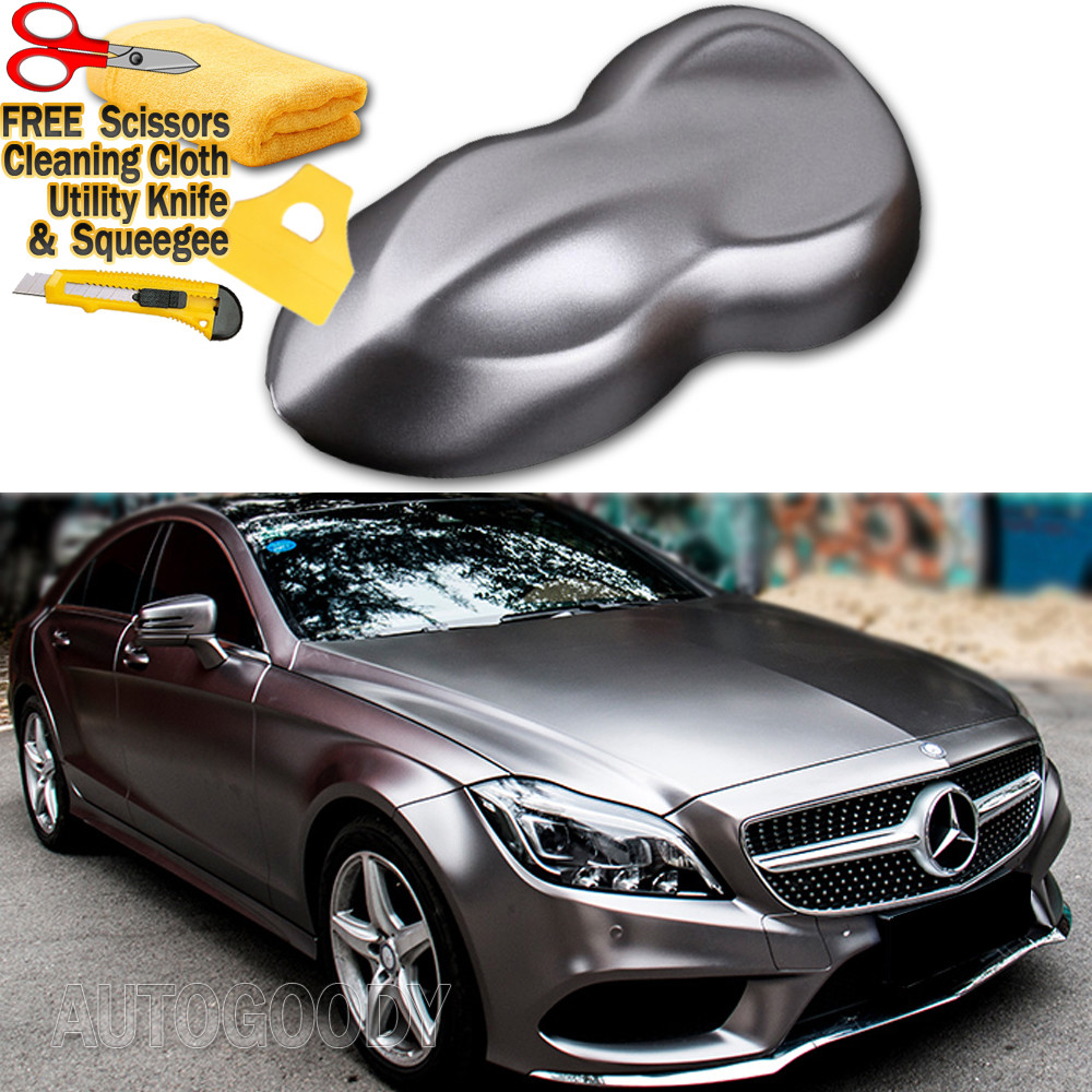 480″x60″ Satin Matte Chrome Dark Gray Vinyl Film Wrap Air Bubble Free 40ft x 5ft