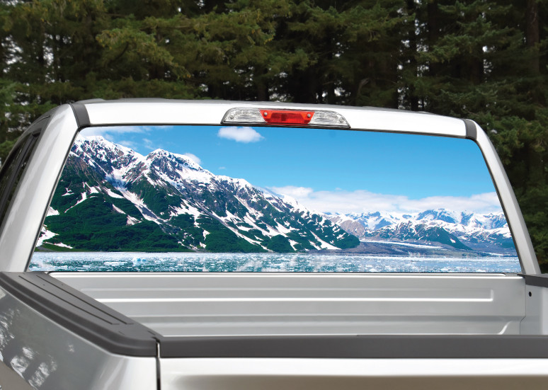 Mountain Scene #4 Winter Landscape Rear Window Decal Graphic Truck SUV