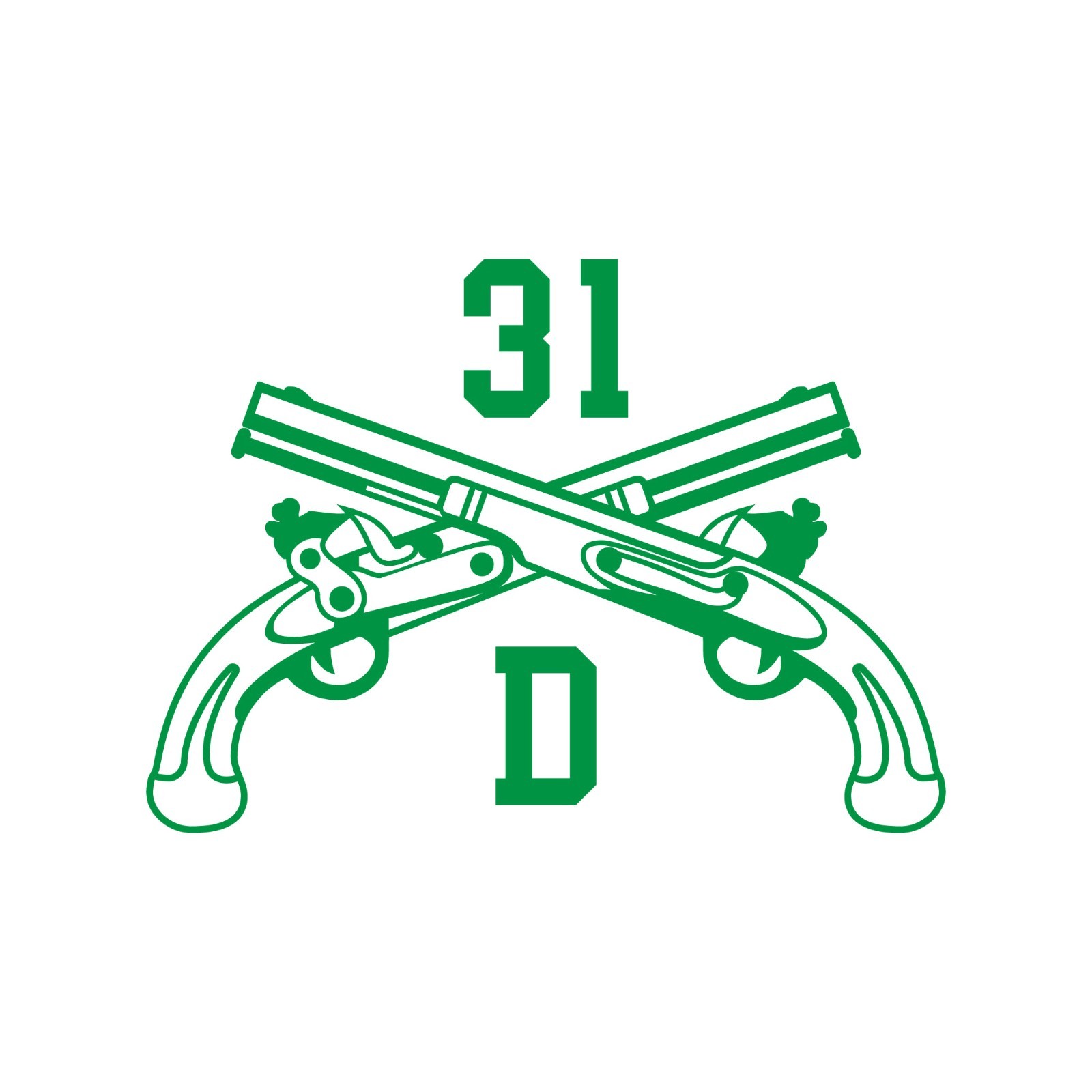Army MOS 31D CID Special Agent Crossed Pistols Insignia Decal 3″ x 5.5″