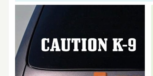 CAUTION K-9 dog on board 12″ GLOSS WHITE Vinyl Decal Window Sticker