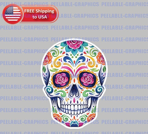 Sugar Skull Dia De Los Muertos Vinyl Decal Sticker Halloween D