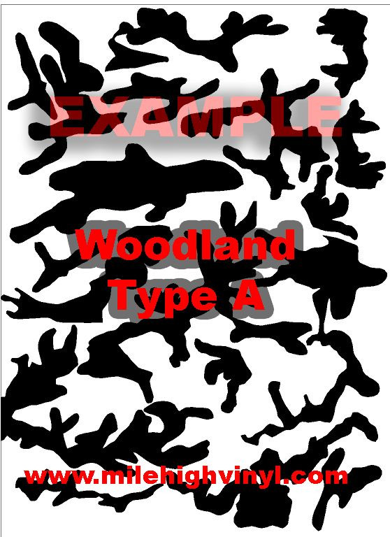 Woodland BDU Type Cerakote Duracoat Airbrush Spray Paint Stencil Camo Camouflage