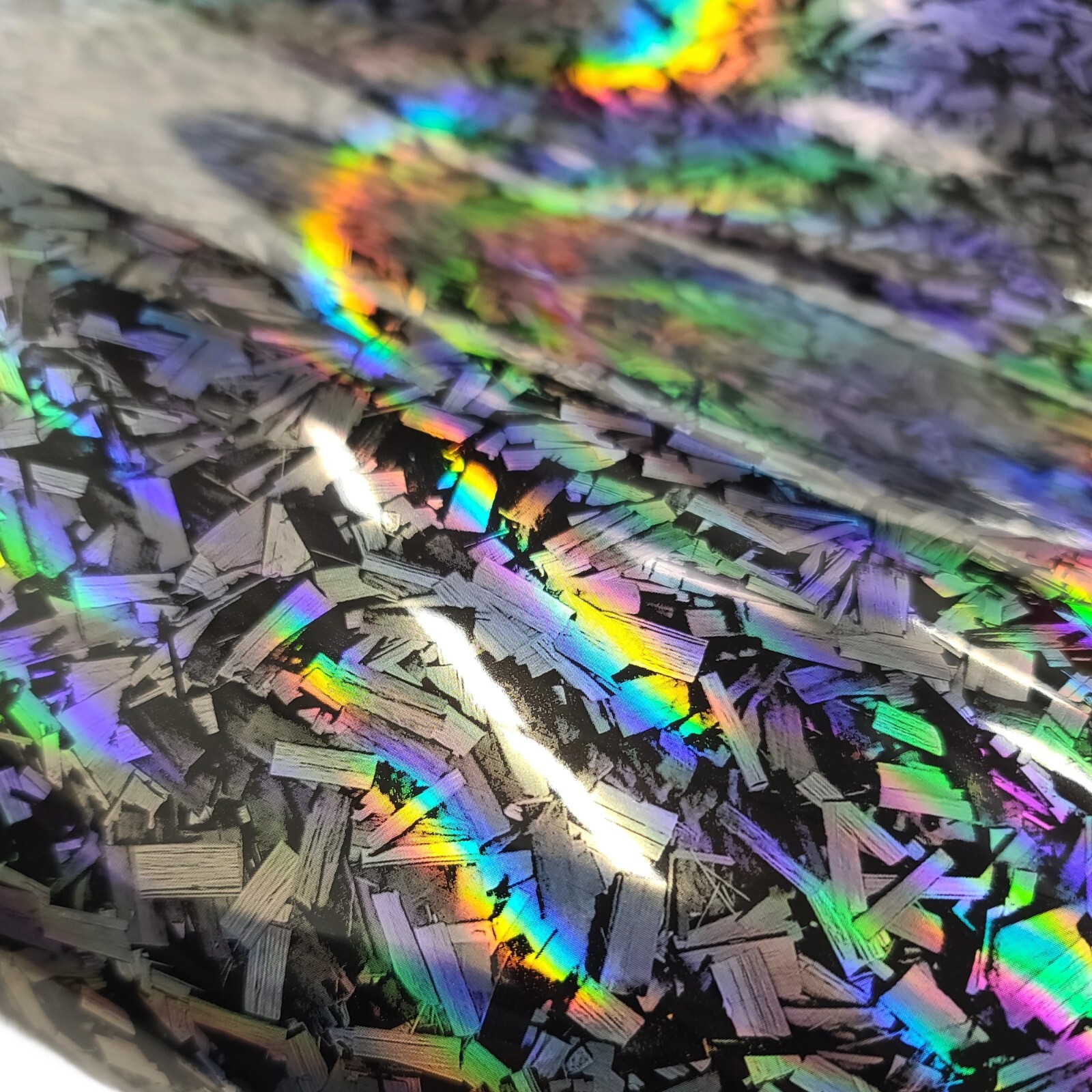 Gloss Forged Carbon Fiber Black Silver Holographic Vinyl Car Wrap Sticker Roll