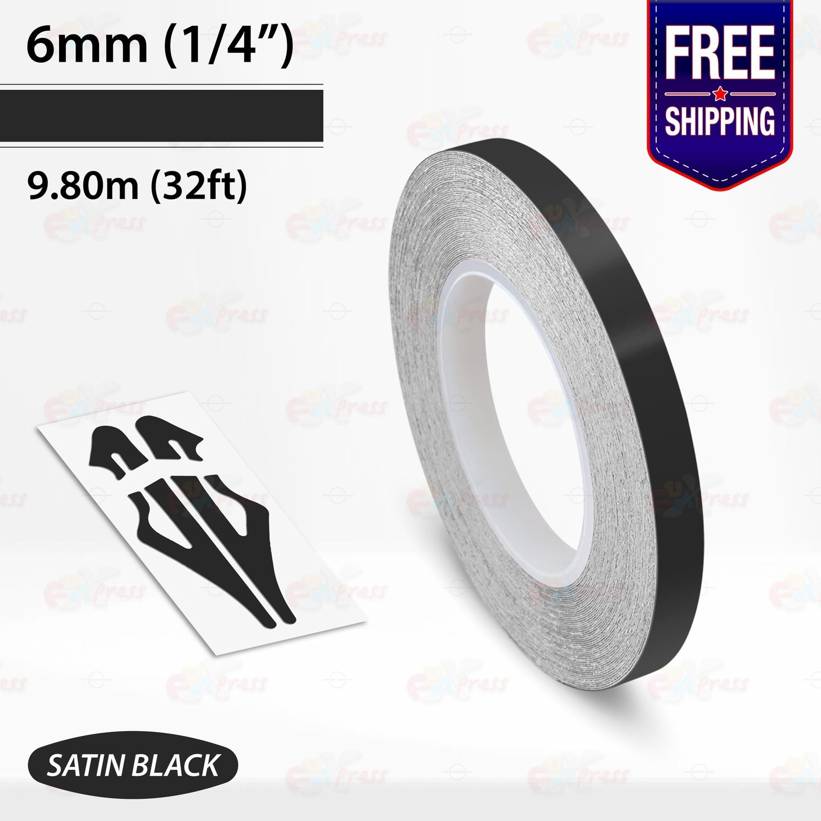 SATIN BLACK 1/4″ PIN STRIPE Car Model Motorcycle Decal TAPE Vinyl Sticker 6mm