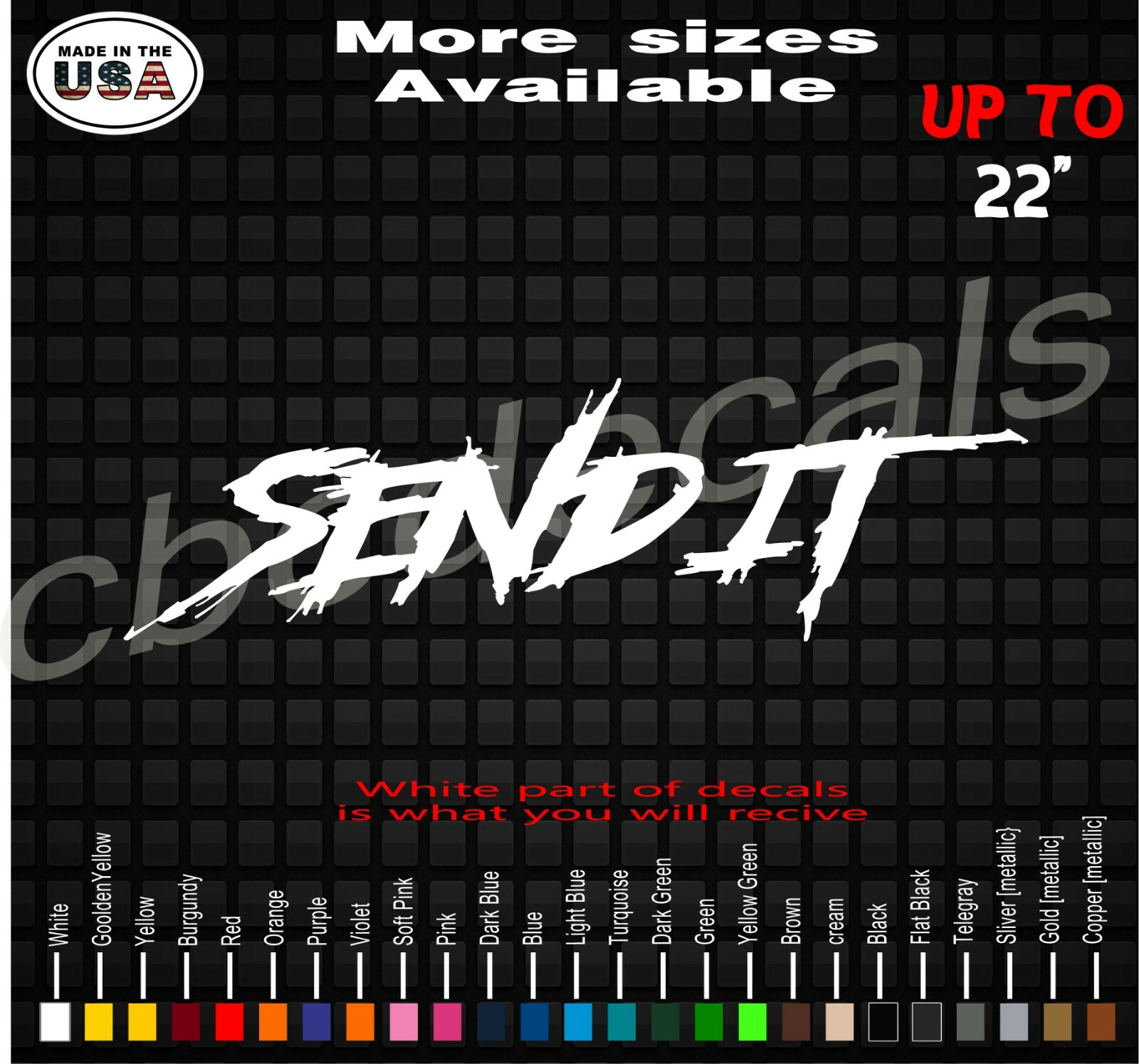 Cbcdecals- “SEND IT” Vinyl Decal For, RZR, SIDE BY SIDE, CAN AM , 4X4 TRUCKs